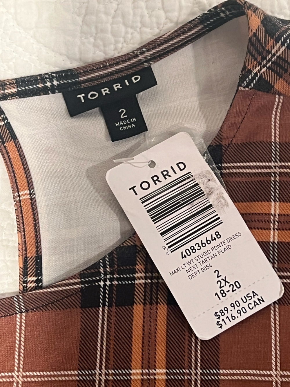 NWT! torrid Brown Black Orange Plaid Midi Dress | Back2School | Sz 2(X) 18-20 - Picture 5 of 9
